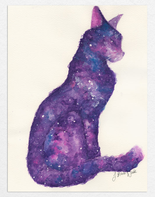 Close-Up View of Detailed Watercolor Techniques in Purples and Blues