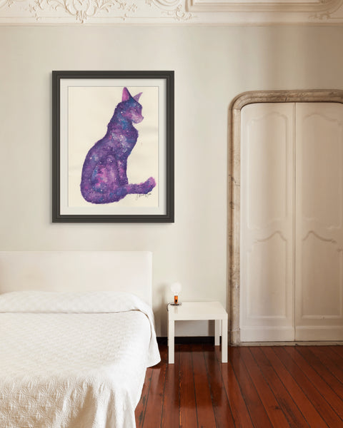 Artistic Interpretation of Nebulas and Galaxies in Detailed Cat Art